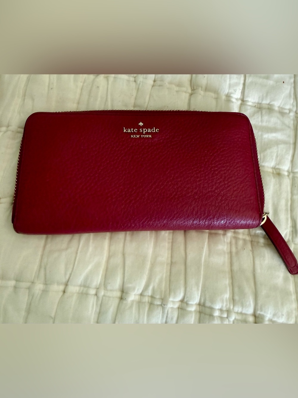 Kate Spade New York Burgundy Zip Around Continental Wallet Wristlet
